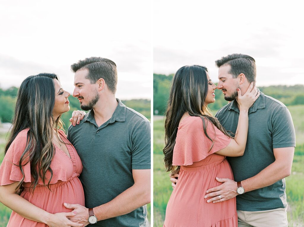 minnesota summer maternity session couple standing together