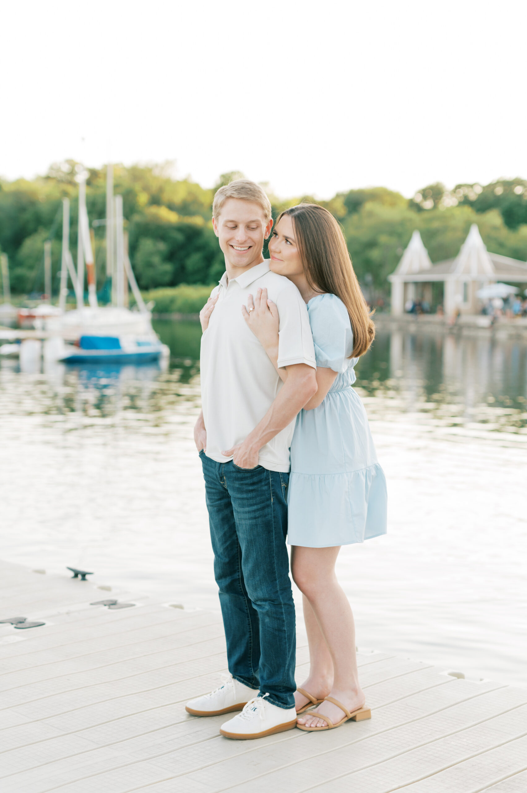 couple standing of dock together